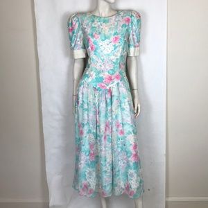 Vintage 80s puff sleeve prairie princess dress M